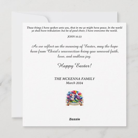 Waterverf bloementuinlam en konijnenpasen feestdagenkaart (Achterkant)