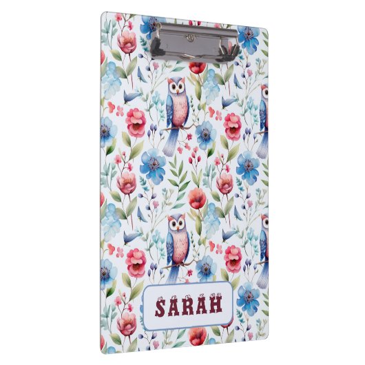 Waterverf Bloemenuil Naadloos Patroon Klembord (Rechts)