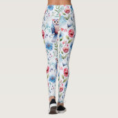 Waterverf Bloemenuil Naadloos Patroon Leggings (Achterkant)