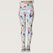 Waterverf Bloemenuil Naadloos Patroon Leggings (Voorkant)