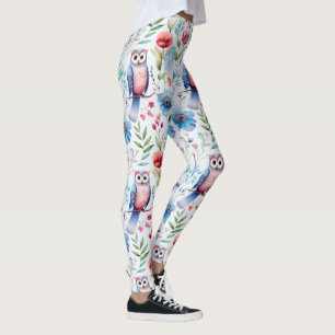 Waterverf Bloemenuil Naadloos Patroon Leggings