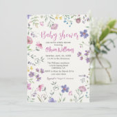 Waterverf bloemenuitnodiging Baby shower Kaart (Staand voorkant)