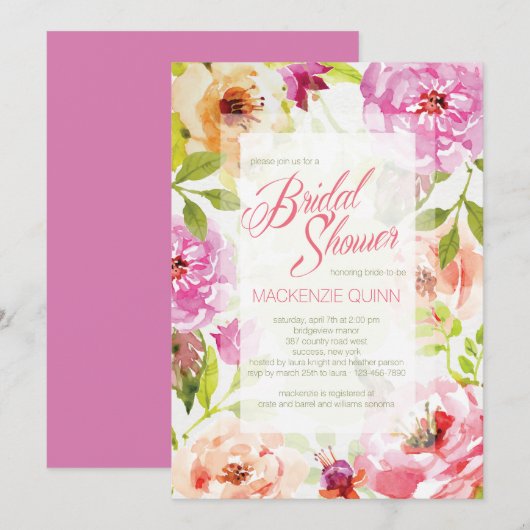  Waterverf Bloemenuitnodiging Kaart (Voorkant / Achterkant)