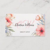 Waterverf bloemenuniek monogram visitekaartje (Voorkant)