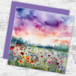 waterverf Bloemenveld met wolken Dank je