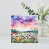 waterverf Bloemenveld met wolken Dank U (Staand voorkant)