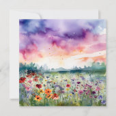 waterverf Bloemenveld met wolken Dank U (Voorkant)