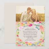 Waterverf Bloemenverlovingsfeest Fotouitnodiging Kaart (Voorkant / Achterkant)