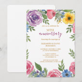 waterverf bloemenvernieuwing 50ste huwelijksverjaa kaart (Voorkant / Achterkant)