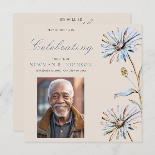 Waterverf Bloemenviering van het leven Foto Kaart (Voorkant / Achterkant)