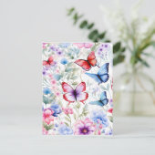 Waterverf bloemenvlinderpatroon feestdagenkaart (Staand voorkant)