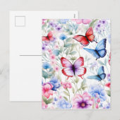 Waterverf bloemenvlinderpatroon feestdagenkaart (Voorkant / Achterkant)
