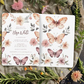 Waterverf Bloemenvlinders Vrijgezellenfeest CUSTOM Kaart