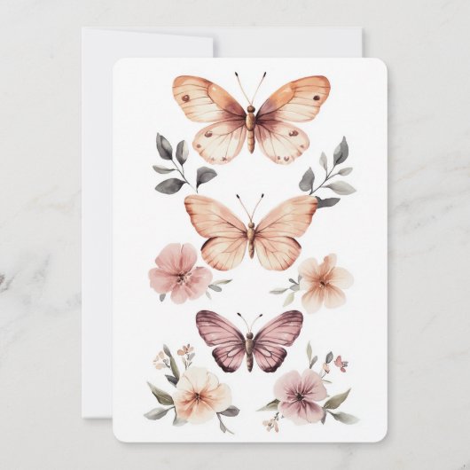 Waterverf Bloemenvlinders Vrijgezellenfeest CUSTOM Kaart (Achterkant)