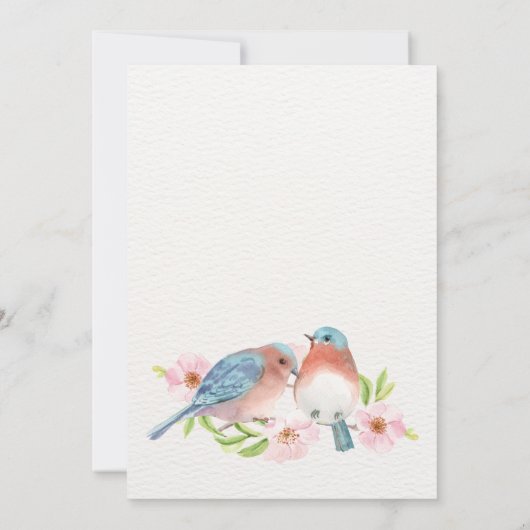 Waterverf bloemenvogelbruiloft kaart (Achterkant)