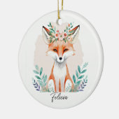 Waterverf Bloemenvos gepersonaliseerd Keramisch Ornament (Links)