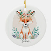 Waterverf Bloemenvos gepersonaliseerd Keramisch Ornament (Achterkant)