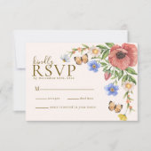 Waterverf bloemenwilde bloemen Boho bruiloft RSVP Kaartje (Voorkant)