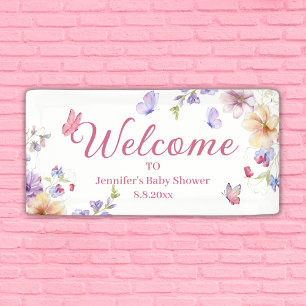 waterverf bloemenwilde bloemen meisje baby shower spandoek