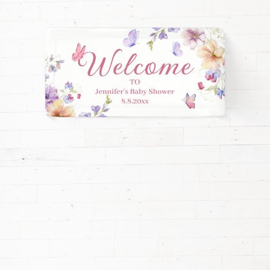 waterverf bloemenwilde bloemen meisje baby shower spandoek (Insitu)