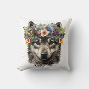 Waterverf Bloemenwolf Kussen