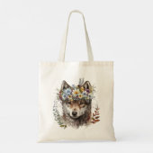 Waterverf Bloemenwolf Tote Bag (Achterkant)