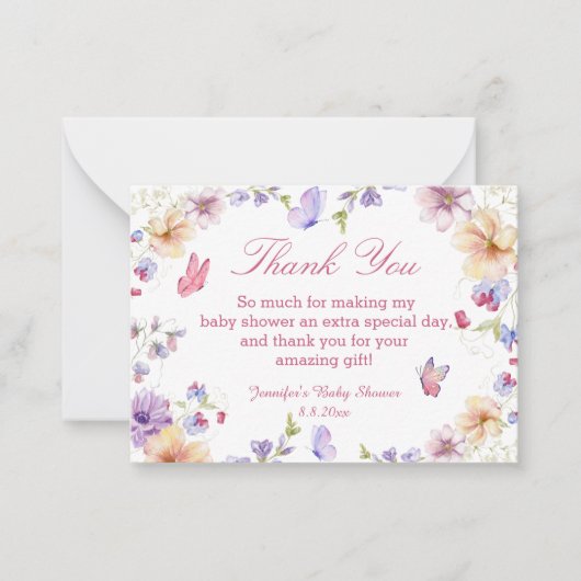 waterverf bloemenzomer dank u baby shower notitiekaartje (Voorkant)