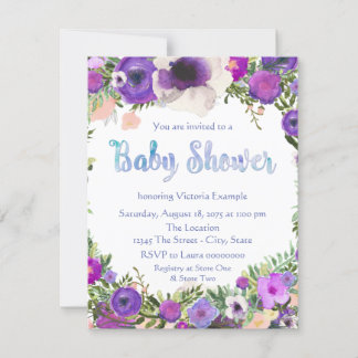 Waterverf Bloemetjes Baby Shower Kaart