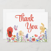 Waterverf bloemetjes dank je Flatcard Bedankkaart (Voorkant / Achterkant)