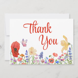 Waterverf bloemetjes dank je Flatcard Bedankkaart