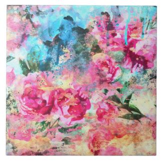 Waterverf bloemetjes Keramische Tegel Tegeltje