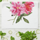 waterverf bloemetjes met roze pony-pony's theedoek (Gevouwen)