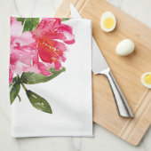 waterverf bloemetjes met roze pony-pony's theedoek (Quarter Fold)