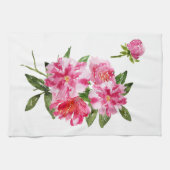 waterverf bloemetjes met roze pony-pony's theedoek (Horizontaal)