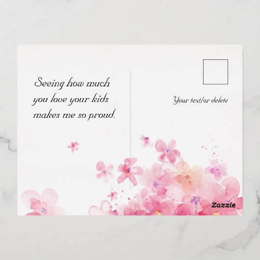 Waterverf bloemetjes Moederdag Folie Feestdagen Briefkaart (Achterkant)