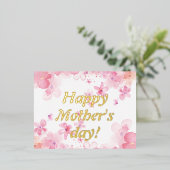 Waterverf bloemetjes Moederdag Folie Feestdagen Briefkaart (Staand Voorkant)