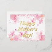 Waterverf bloemetjes Moederdag Folie Feestdagen Briefkaart (Voorkant / Achterkant)