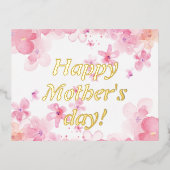 Waterverf bloemetjes Moederdag Folie Feestdagen Briefkaart (Voorkant)