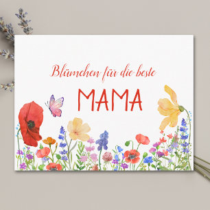 Waterverf bloemetjes Moederdag Mama briefkaart