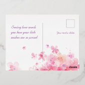 Waterverf bloemetjes roze moederdag folie feestdagen briefkaart (Achterkant)