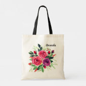 Waterverf bloemflorale rozen retro vintag tote bag (Achterkant)