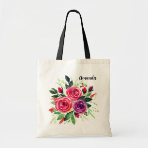 Waterverf bloemflorale rozen retro vintag tote bag