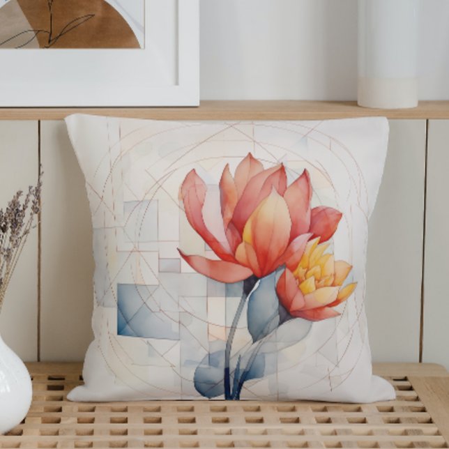 Waterverf bloemgeometrie kussen (Creator heeft geüpload)