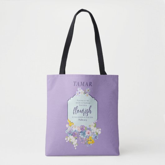 Waterverf Bloemgeschrift vers gepersonaliseerd Tote Bag (Voorkant)