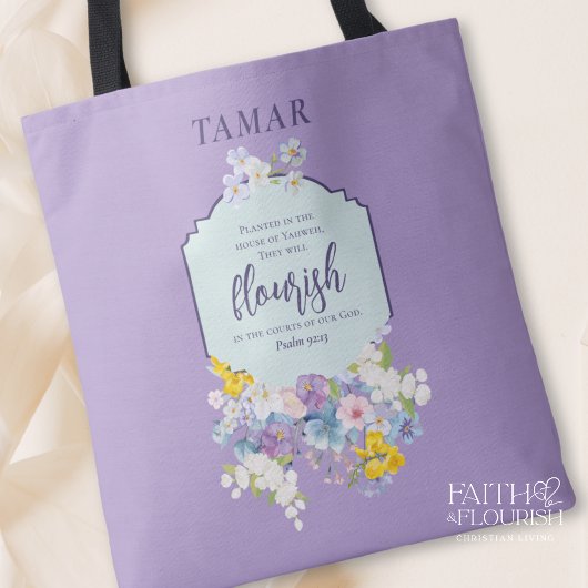 Waterverf Bloemgeschrift vers gepersonaliseerd Tote Bag