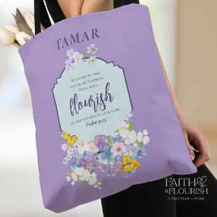 Waterverf Bloemgeschrift vers gepersonaliseerd Tote Bag