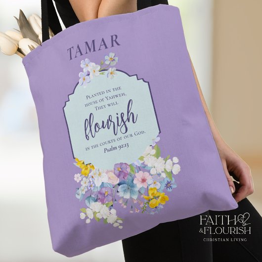 Waterverf Bloemgeschrift vers gepersonaliseerd Tote Bag