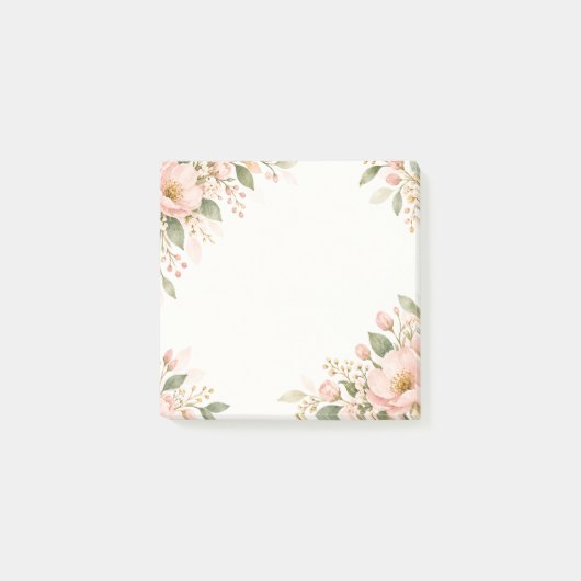 Waterverf Bloemgrens met Blush Tint Post-it® Notes (Voorkant)