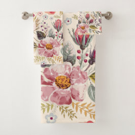 Waterverf Bloemgroen Patroon Bad Handdoek