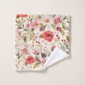 Waterverf Bloemgroen Patroon Bad Handdoek (Wasdoekje)